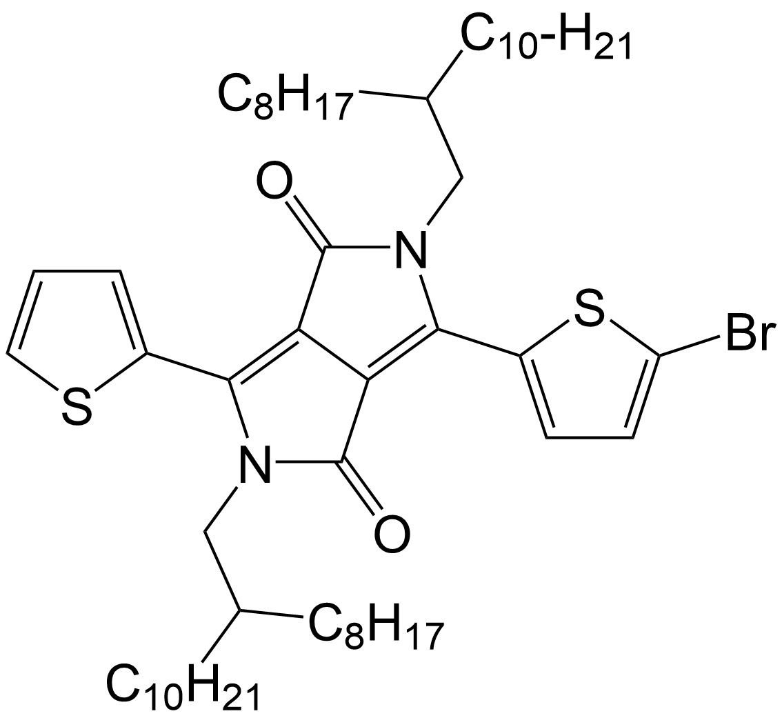 3-(5-溴噻吩基)-2,5-双(2-辛基十二烷基)-6-噻吩基吡咯并[3,4-c]吡咯-1,4(2H,5H)-二酮（DPP-Br）/1415922-89-2